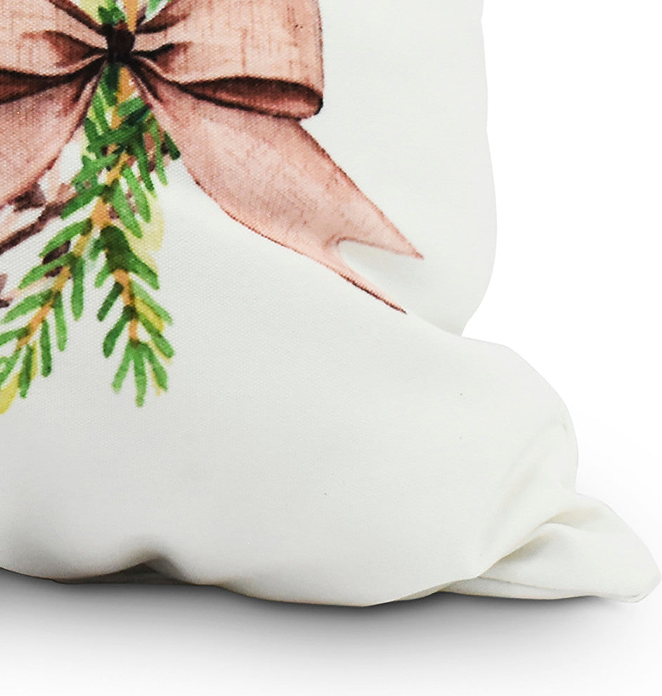 Sprig of Green 16" Off White Holiday Print Decorative Throw Pillow
