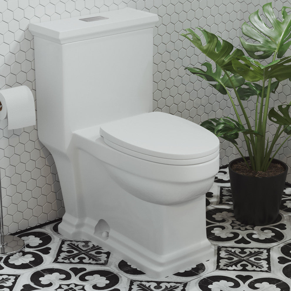 Voltaire One Piece Elongated Toilet Dual Flush 1.1/1.6 gpf, Glossy White