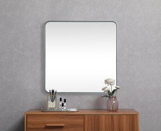 Ellis Soft Corner Metal Square Mirror 30x30 Inch, Silver