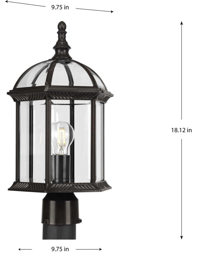 Dillard Collection 18-1/8" 1-Light Antique Bronze Outdoor Post Lantern