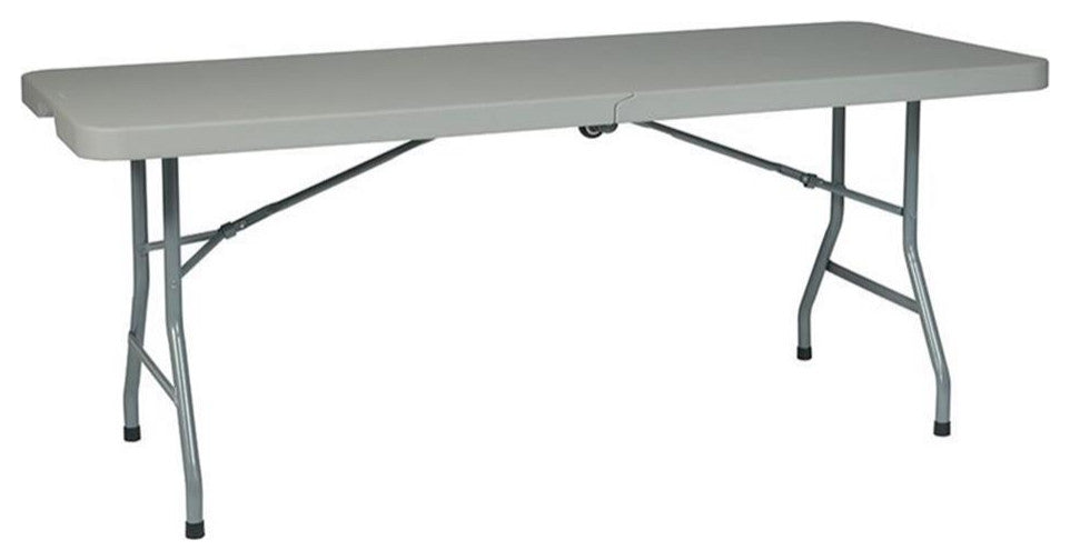 6 foot Resin Multi Purpose Center Light Gray Fold Table with Wheels