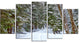 Snowy Road in the Forest, Landscape Canvas Art Print, 60"x32", 5 Panels