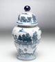 Blue and White Ginger Jar With Lid