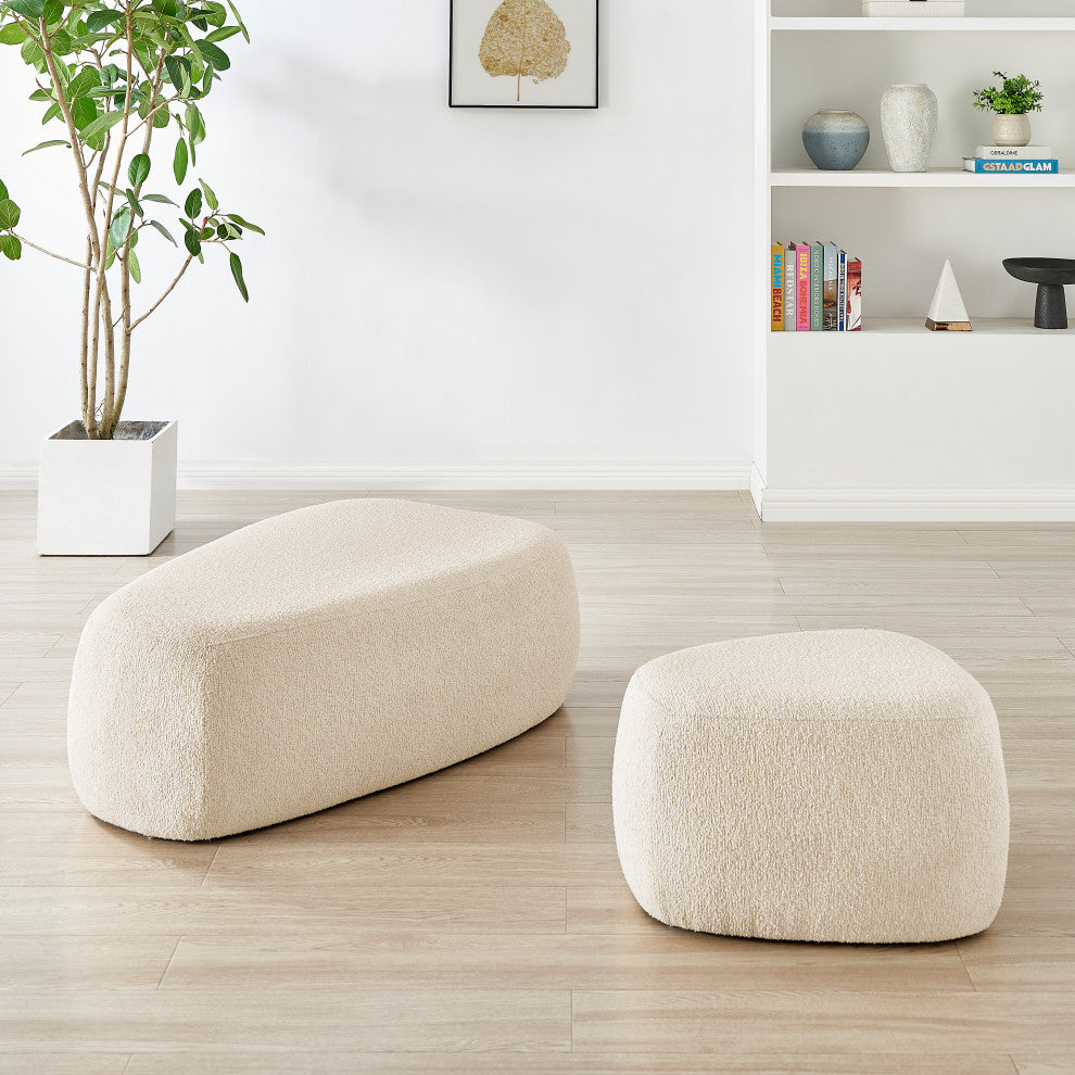 Carlese Fabric Ottoman, Palladian Beige, Small