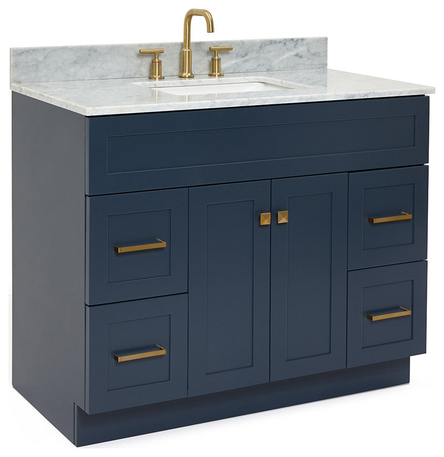 Ariel Hamlet 43" Rectangle Sink Bath Vanity, 0.75" Carrara Marble