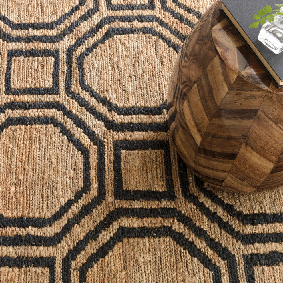 Dash & Albert Hexile Hand Knotted Jute Rug, Natural, Runner-2'6" x 8'