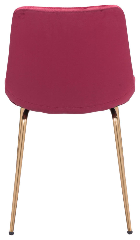 Dining Chair, Set of 2, Steel Metal, Fabric, Red, Gold, Bar Kitchen Pub Bistro