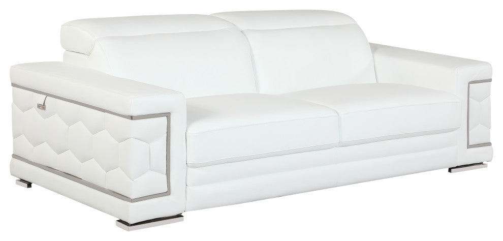 Rome Contemporary Genuine Italian Leather Sofa White