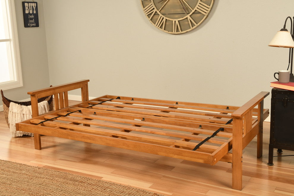 Caleb Frame Futon With Butternut Finish, Suede Peat
