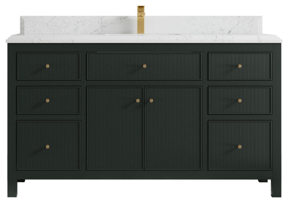 Sonoma 60 Single Bathroom Vanity in Dark Forest Green with 1.5"  Empira