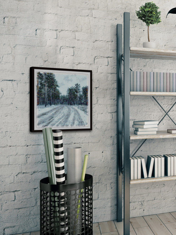 "Snowy Road" Framed Painting Print, 32x32