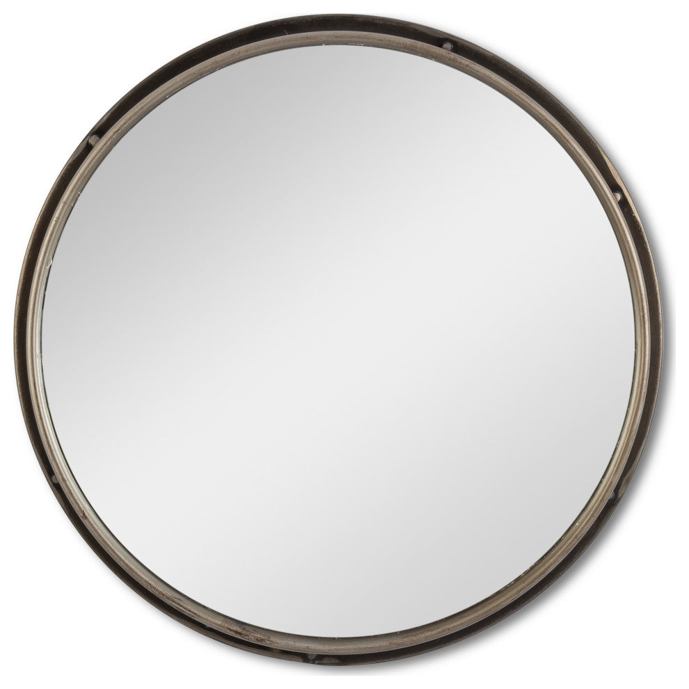 Set of 2, Assorted Round Metal Wall Mirrors