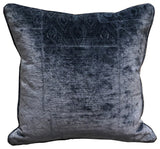 Plutus Bleu Velour Blue Luxury Throw Pillow, 12"x25"