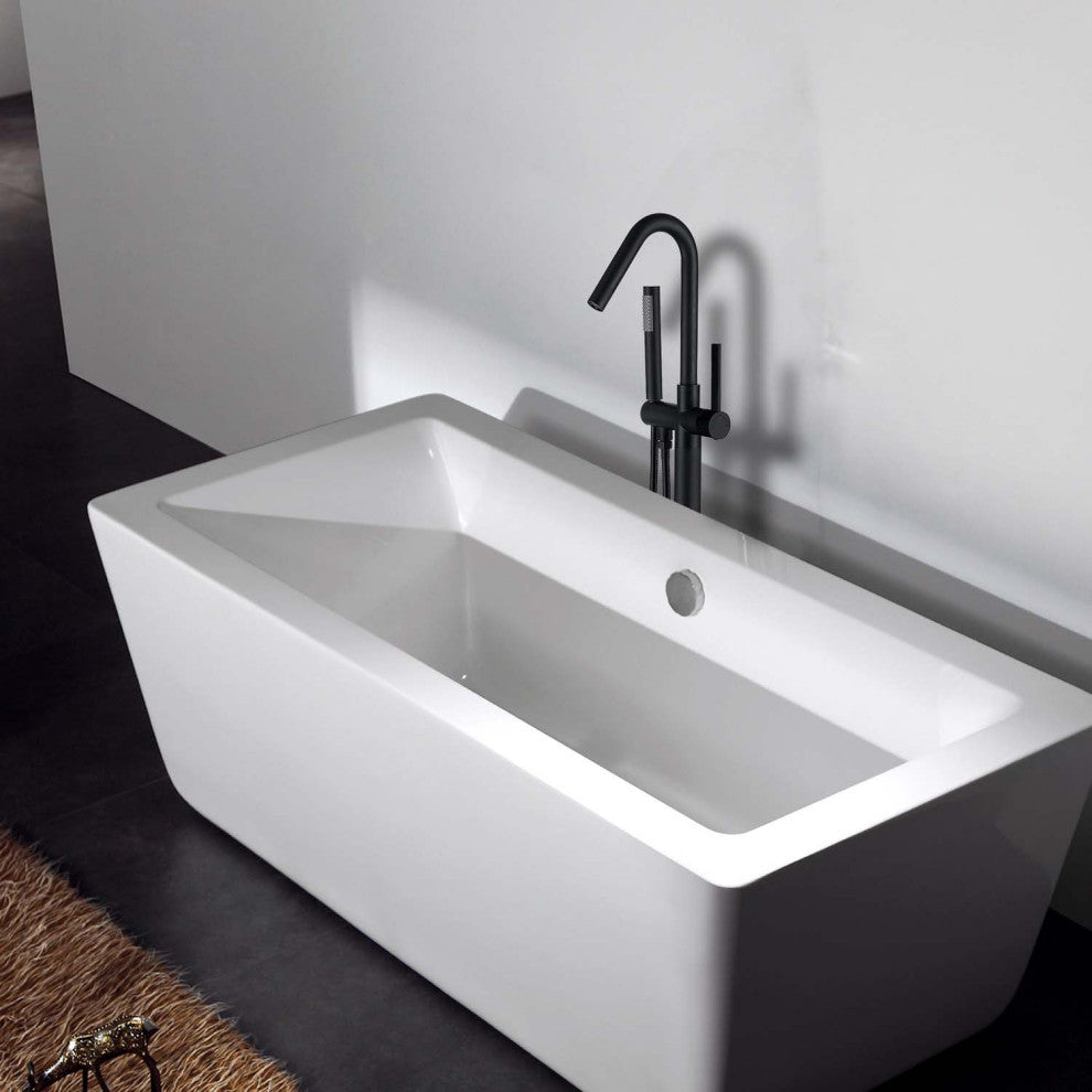 Givingtree Single Handle Floor Mounted Contemporary Tub Faucet,Matte Black