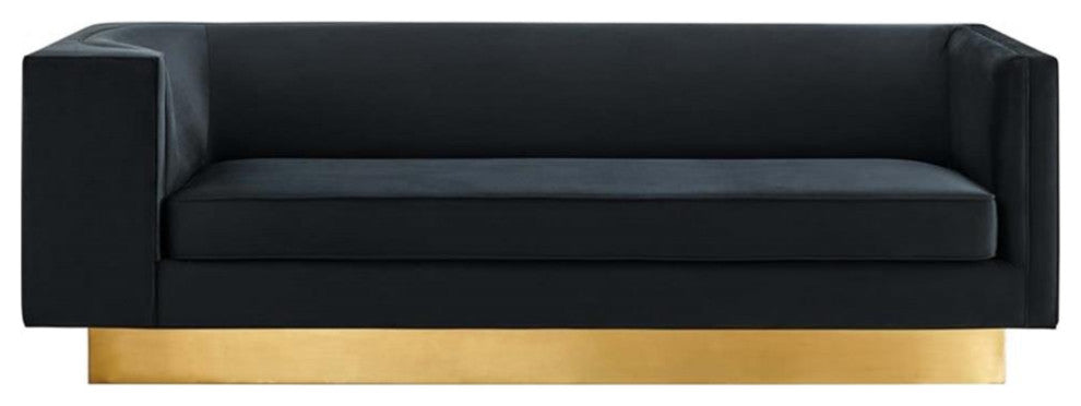 Eminence Upholstered Performance Velvet Sofa, Black