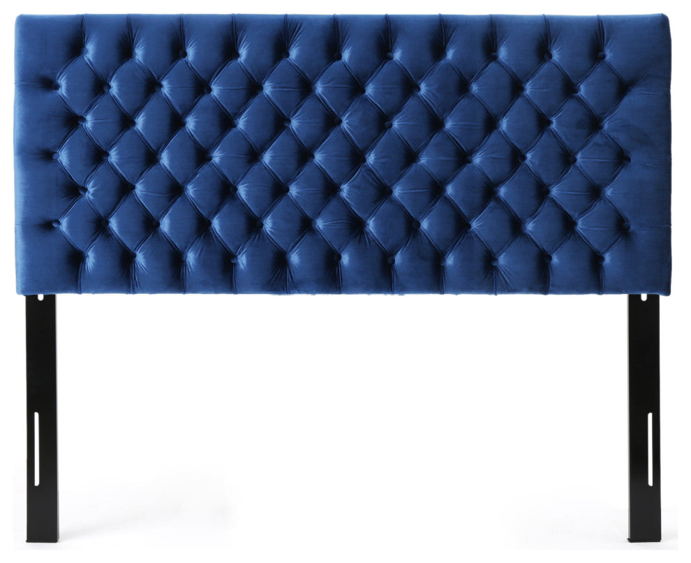 GDF Studio Hunter Tufted Fabric Queen/ Full Headboard, Navy Blue