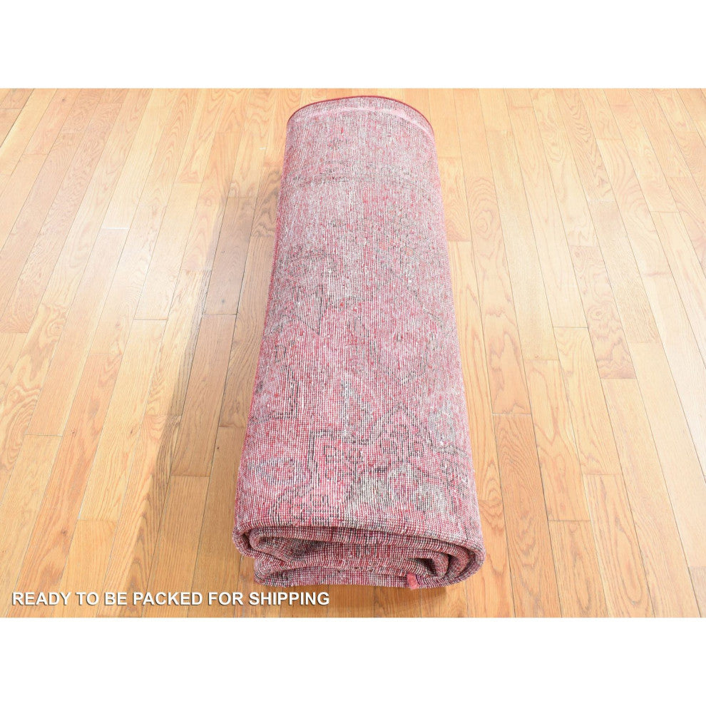Barn Red, Overdyed Persian, Pure Wool Hand Knotted Oriental Rug, 8'1"x11'