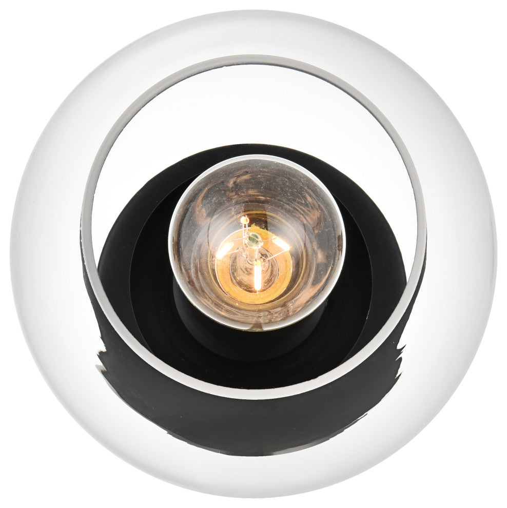 1 Light Black And Clear Bath Sconce