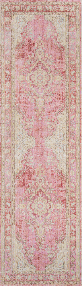 Isabella ISA-1 Machine Made Area Rug, Pink, 2'3"x8' Runner