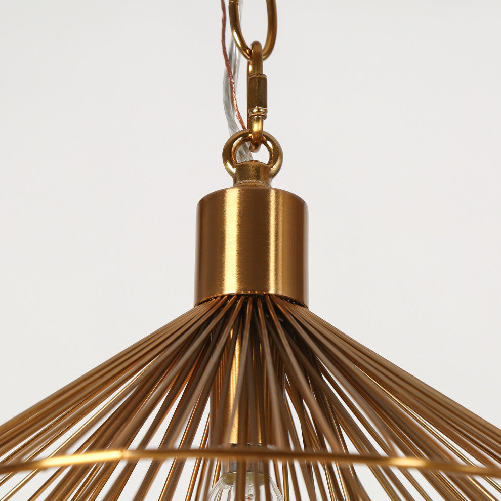 LNC Artmatrwer 1-Light 11" Modern Geometric Metal Pendant Light, Brass