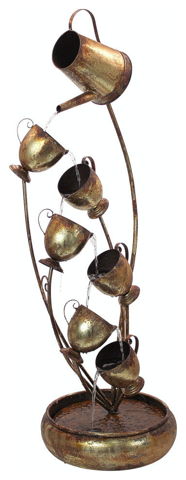 Garden Tea Party Cascading Metal Sculptural Fountain