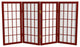 2' Tall Desktop Window Pane Shoji Screen, Rosewood, 4 Panels