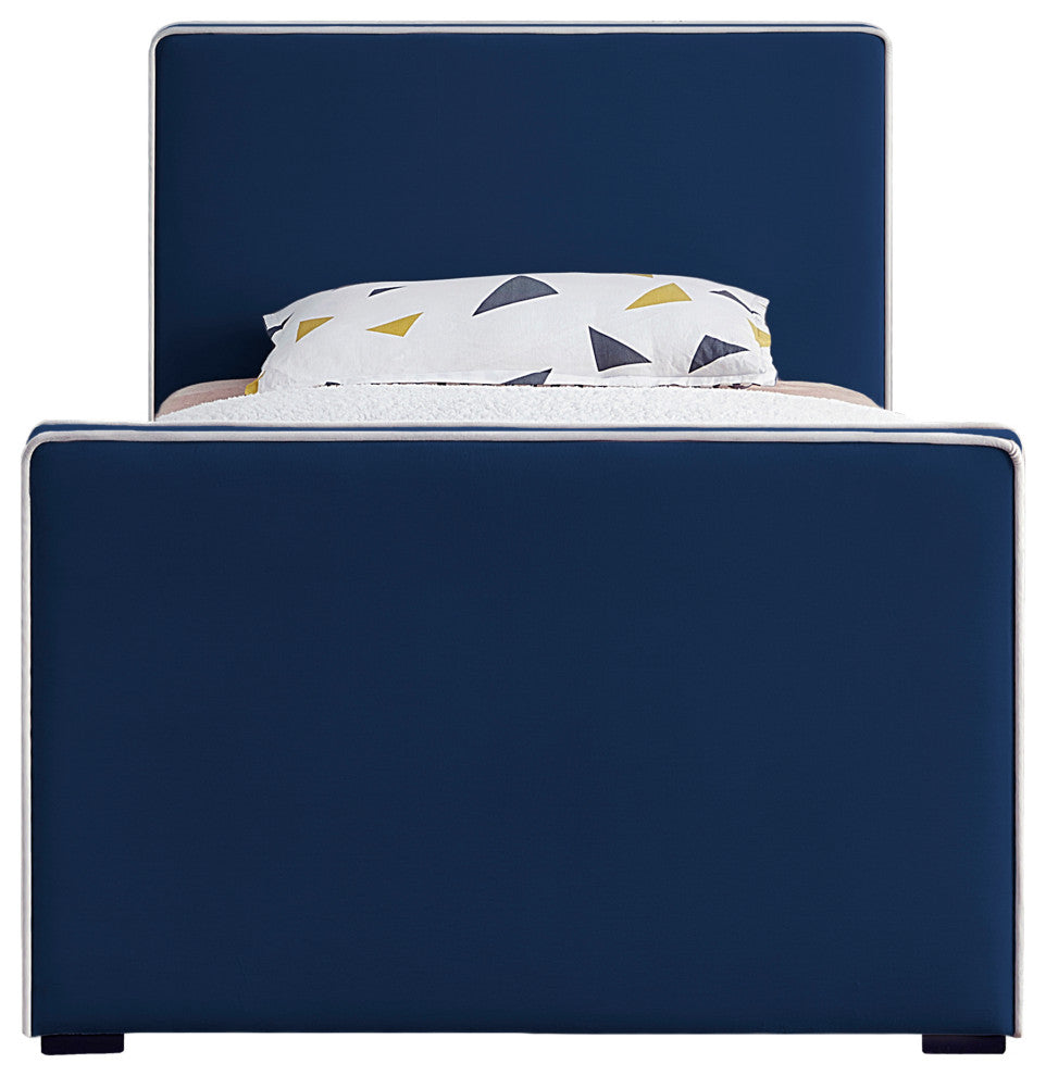 Dillard Velvet Upholstered Bed, Navy, Twin