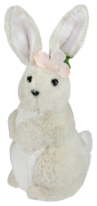11.5" Beige Plush Standing Easter Bunny Rabbit Girl Spring Tabletop Figurine