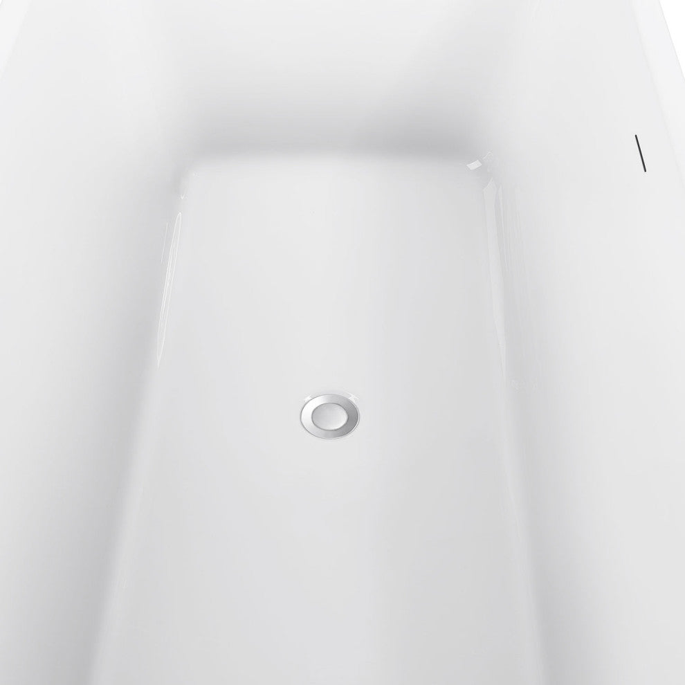 59" Acrylic Roll-Top Flatbottom Non-Whirlpool Bathtub, White