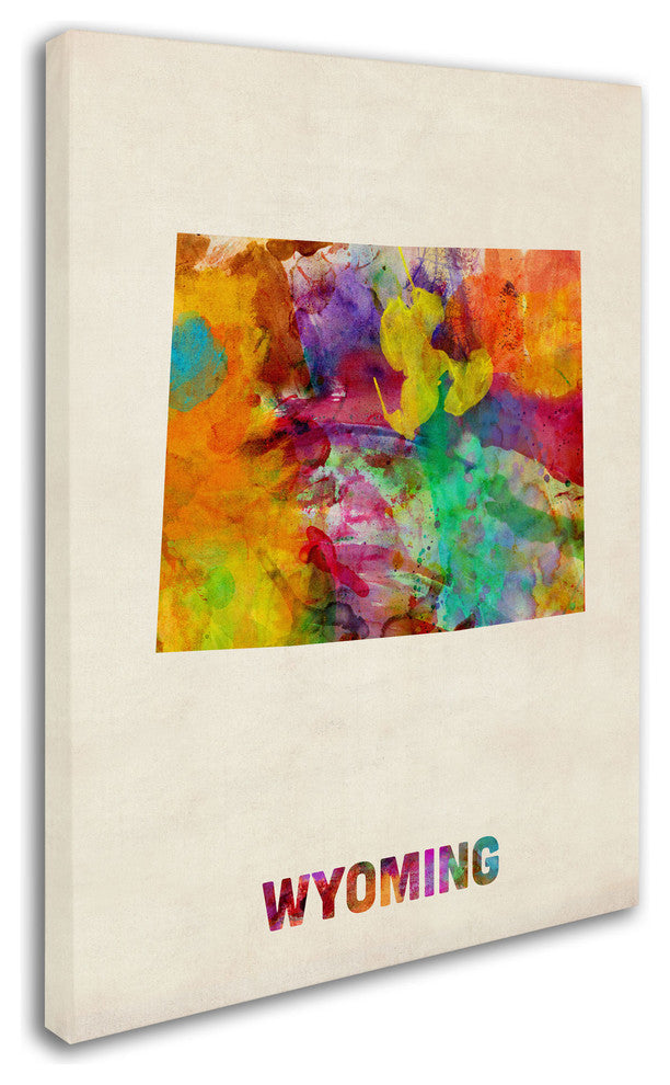''Wyoming Map'' Canvas Art by Michael Tompsett