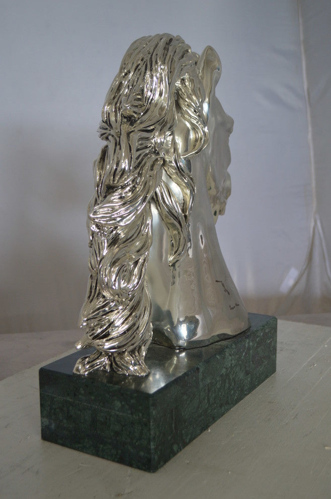Horse Bust  Silver Finished Statue -  Size: 16"L x 7"W x 20"H.