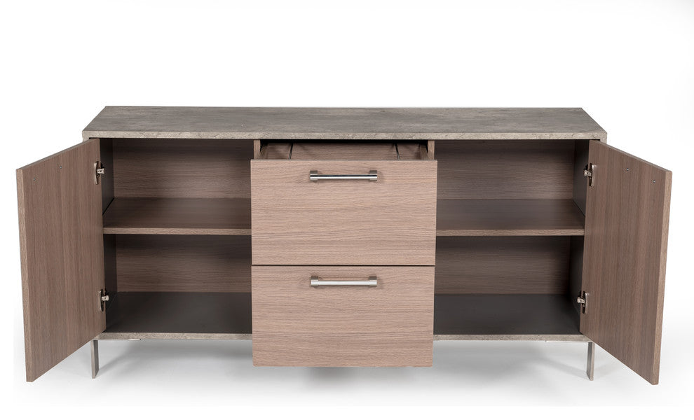 Nova Domus Boston Modern Brown Oak and Faux Concrete Office File Cabinet