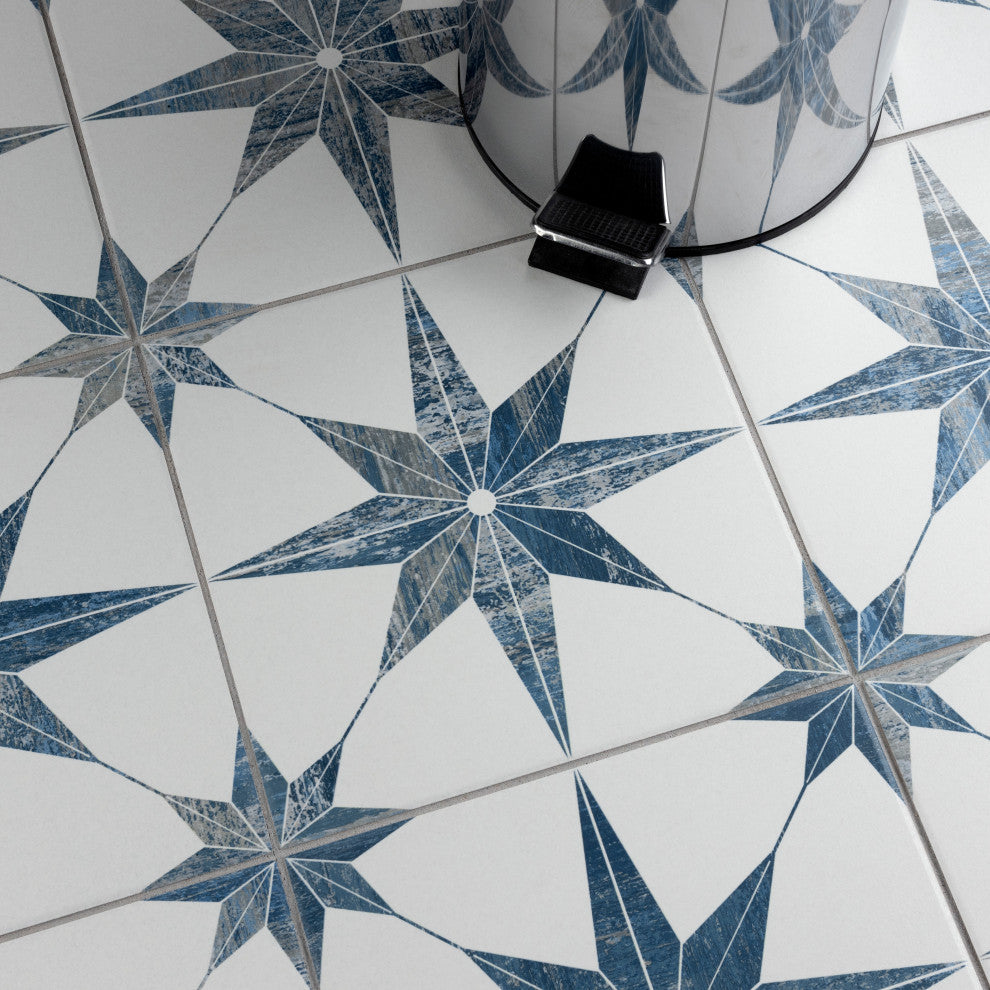 Cassis Stella Porcelain Floor and Wall Tile, Blue