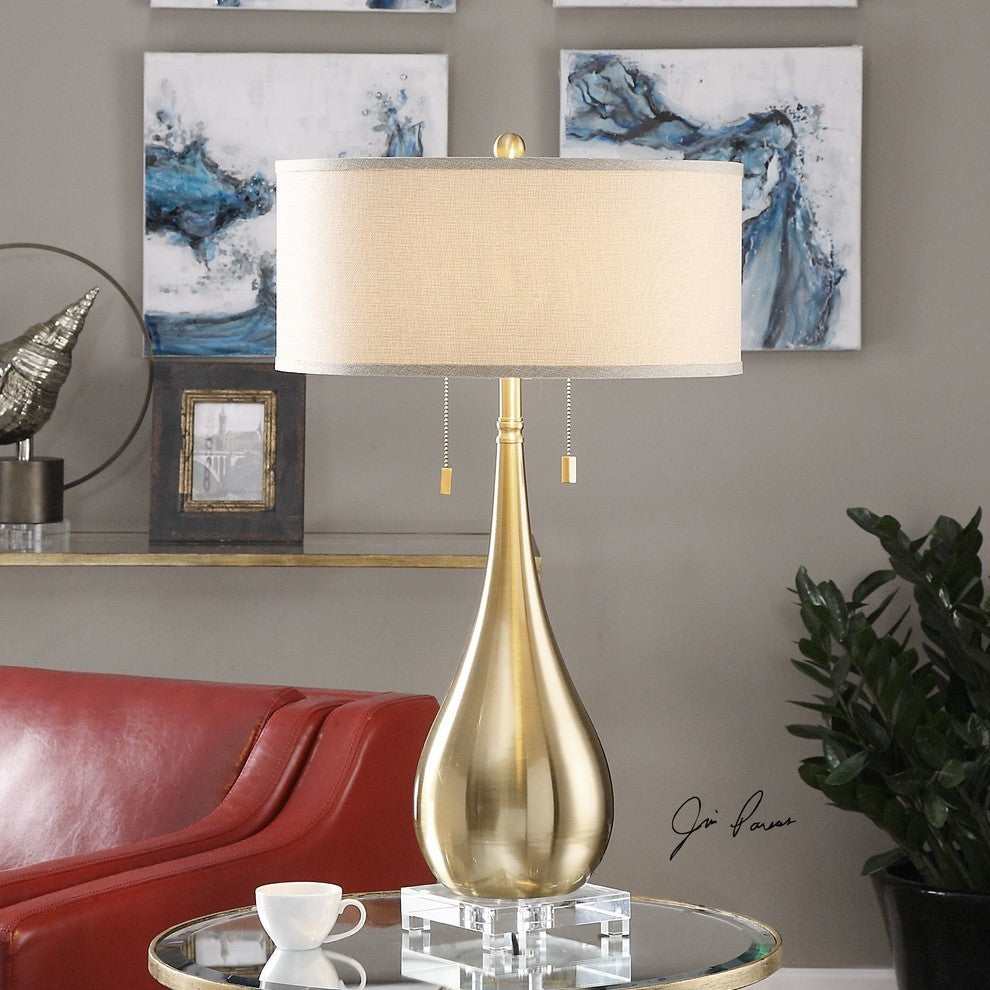 Gold Brass Teardrop Table Lamp