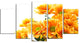 Orange Flowers Chrysanthemum, Floral Canvas Art Print, 60"x32", 5 Panels