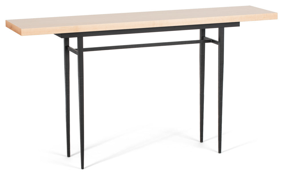 Wick 60" Console Table, Black Finish, Maple Natural Accents