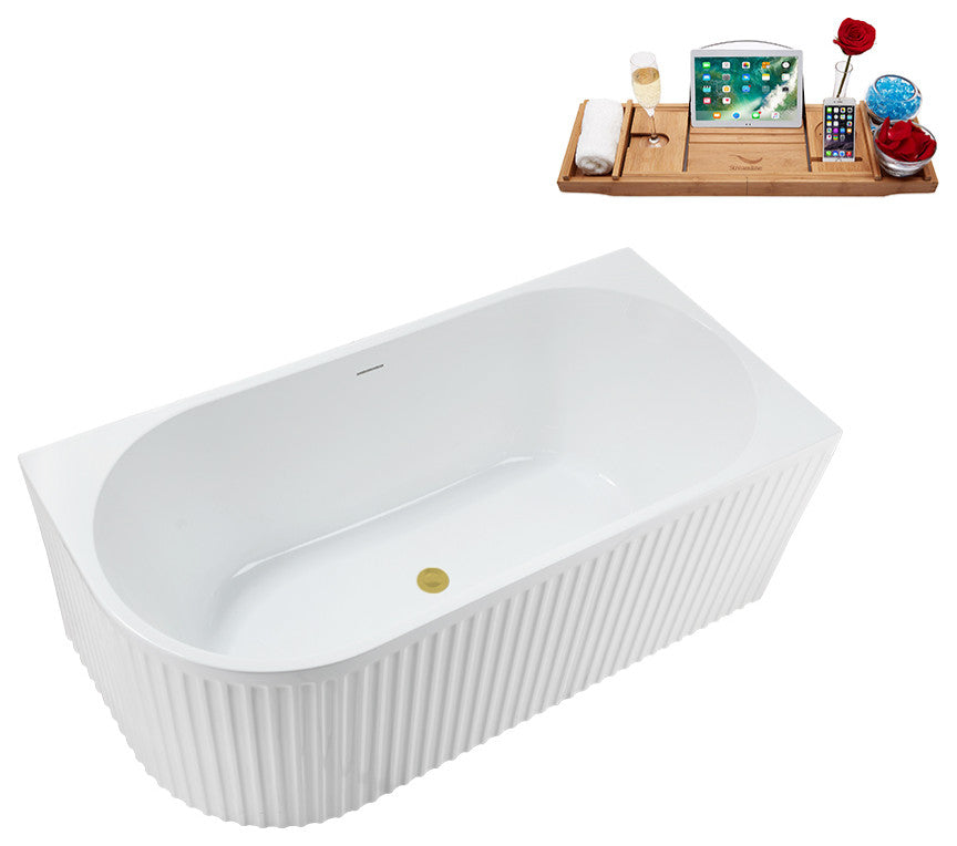 59" Streamline N4040BGL Soaking Freestanding Tub and Tray With Internal Drain