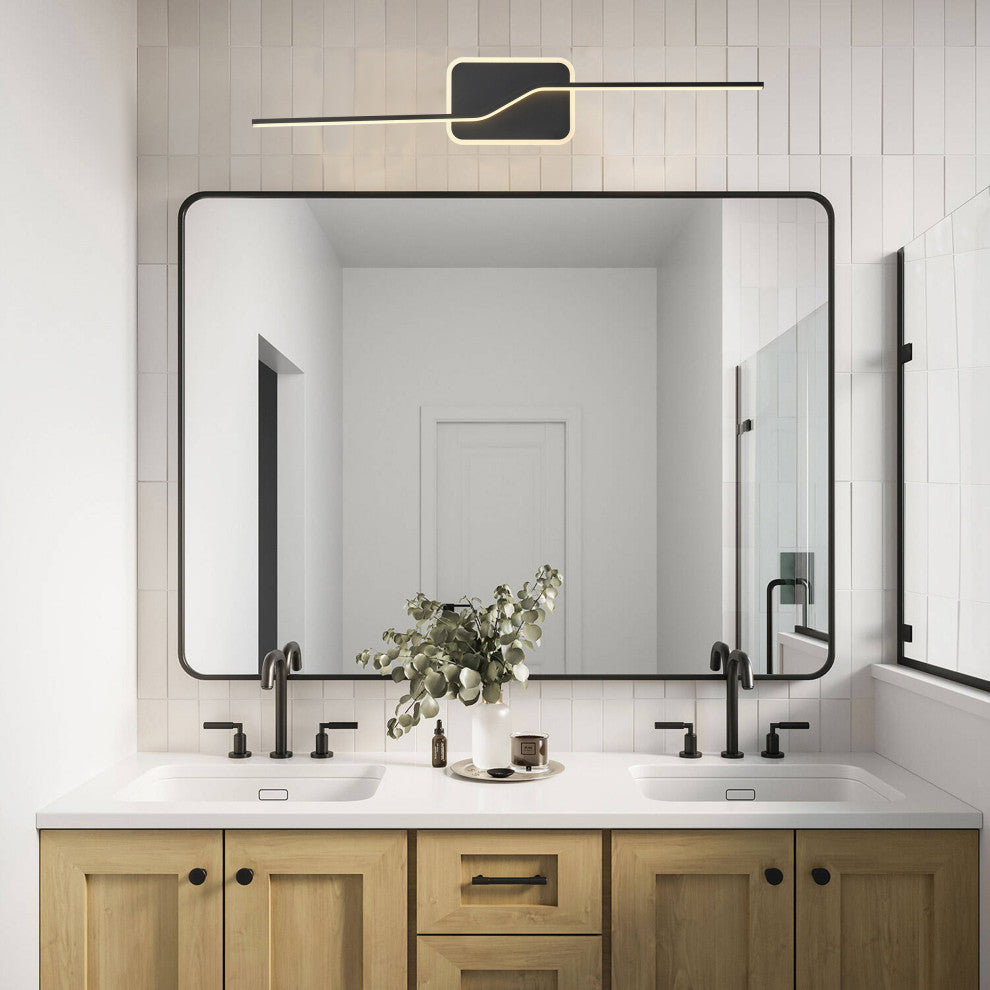Modern LED Dimmable Vanity Light Over Mirror for Bathroom Lighting, Black