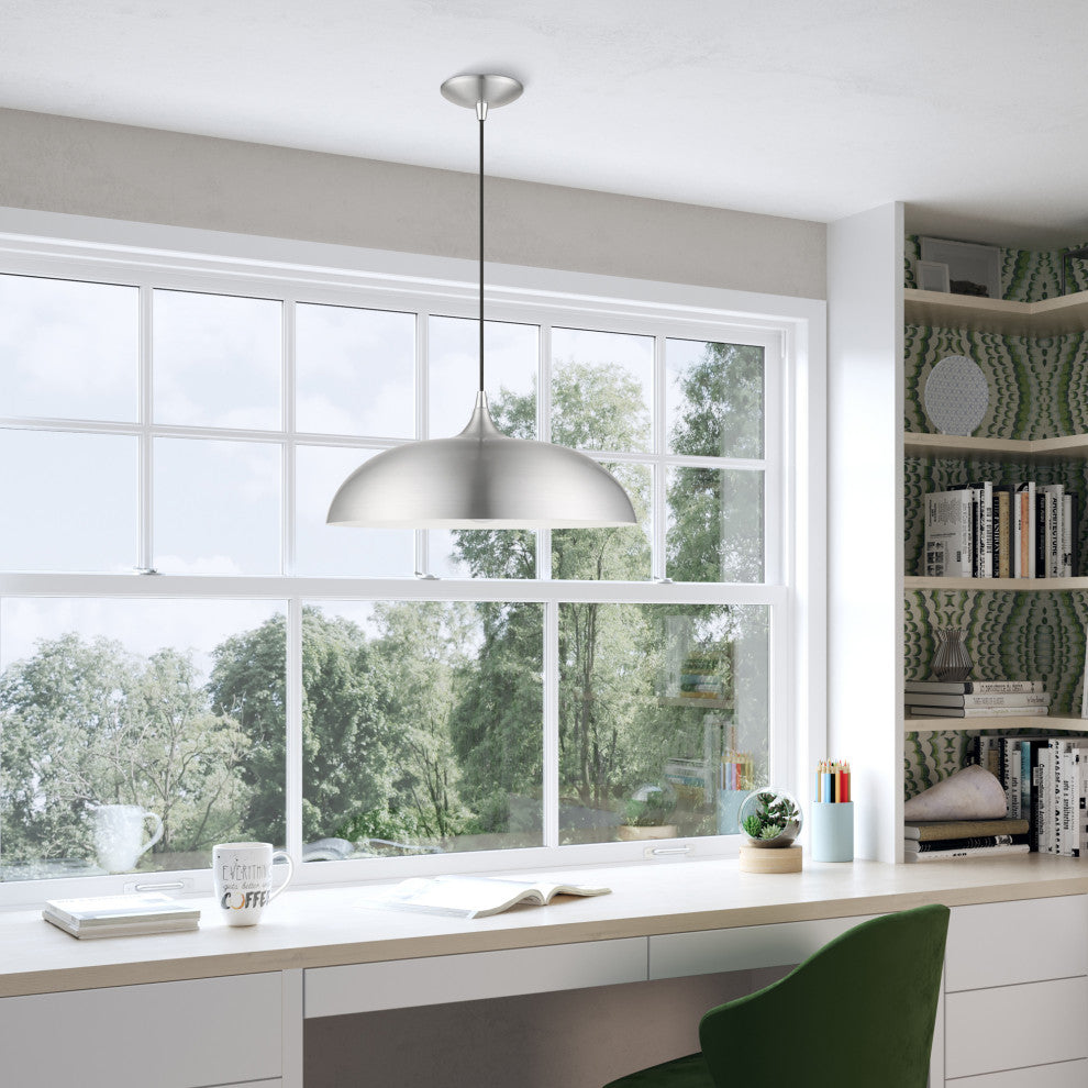 Amador 1 Light Brushed Aluminum With Polished Chrome Accents Pendant