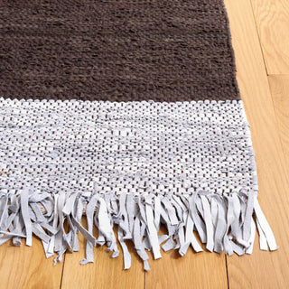 Safavieh Vintage Leather Collection, VTL310 Rug, Light Grey/Dark Brown, 2'3"x9'