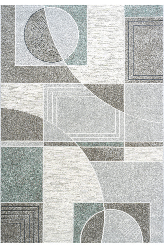 Dynamic Rugs Polaris 5.3x7.7 Polyester Area Rug 46012-6141 Ivory/Gray/Teal