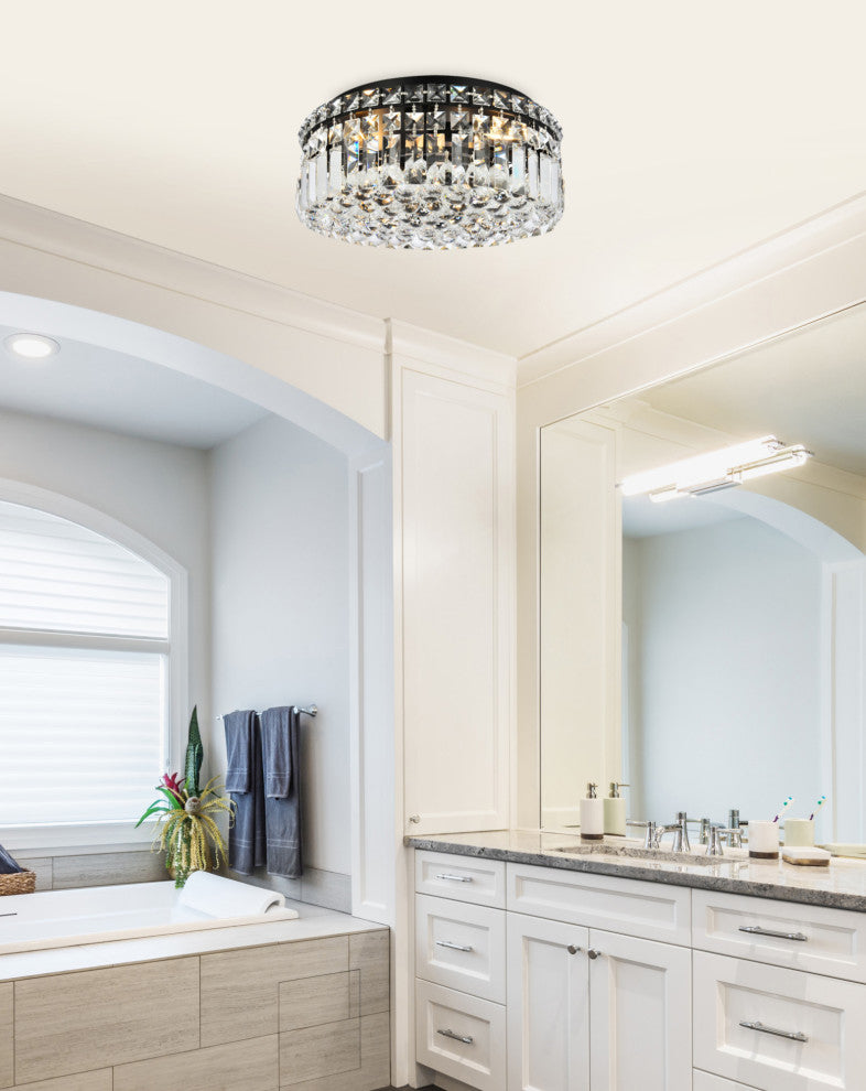 Elegant Lighting V2030F14/RC Maxime 4 Light 14"W Flush Mount Drum - Black