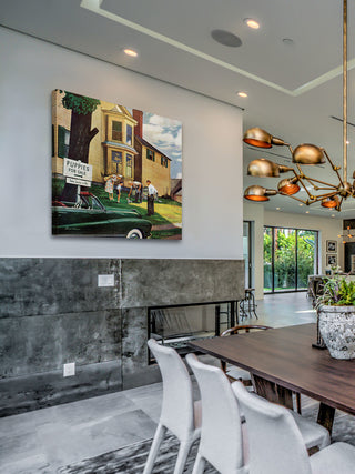 "Picking a Puppy" Painting Print on Canvas by Stevan Dohanos