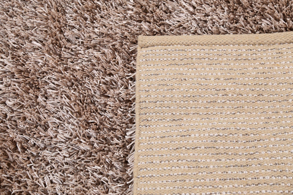 Champagne Plush Shaggy Oriental Area Rug Hand-tufted Carpet 5x7