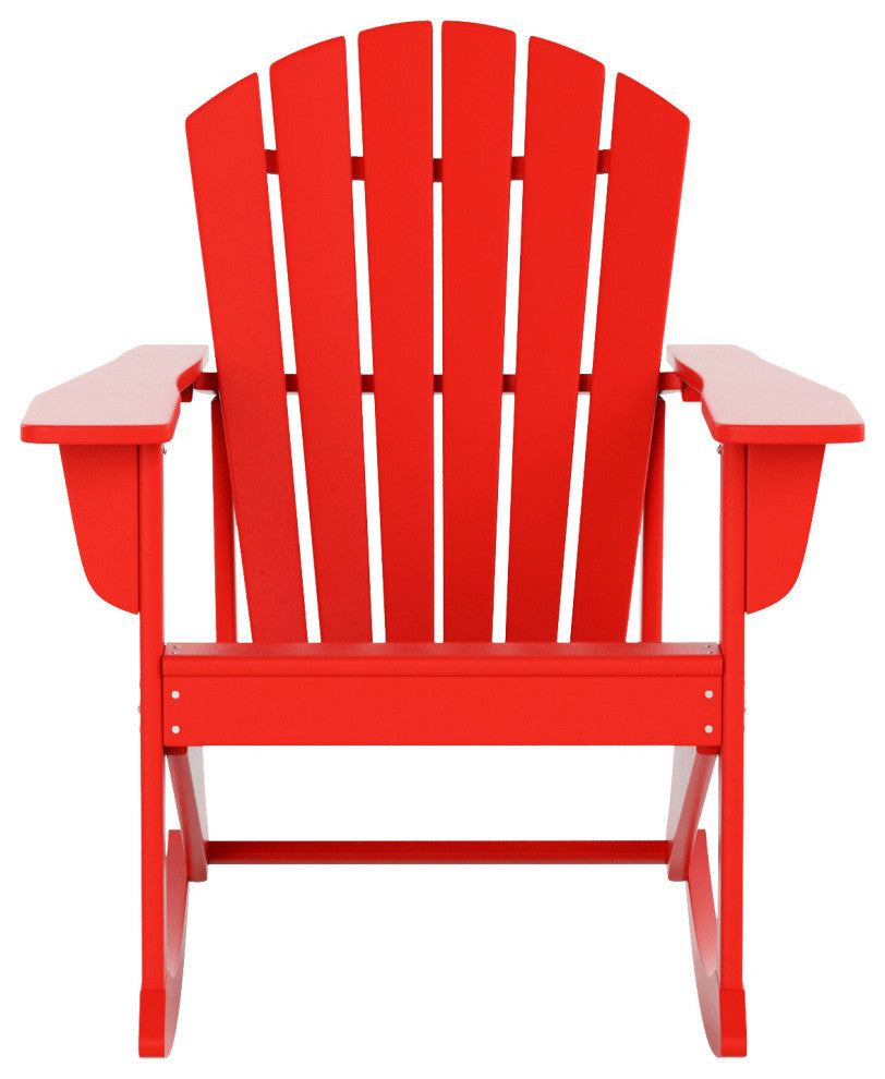 WestinTrends Outdoor Patio Poly Lumber Adirondack Porch Rocking Chair Rocker, Red