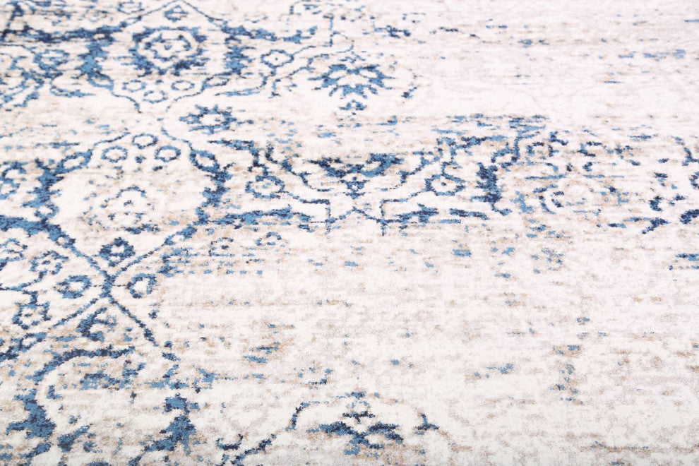 Transitional Agra Distressed Oriental Area Rug, Beige, Runner 10''