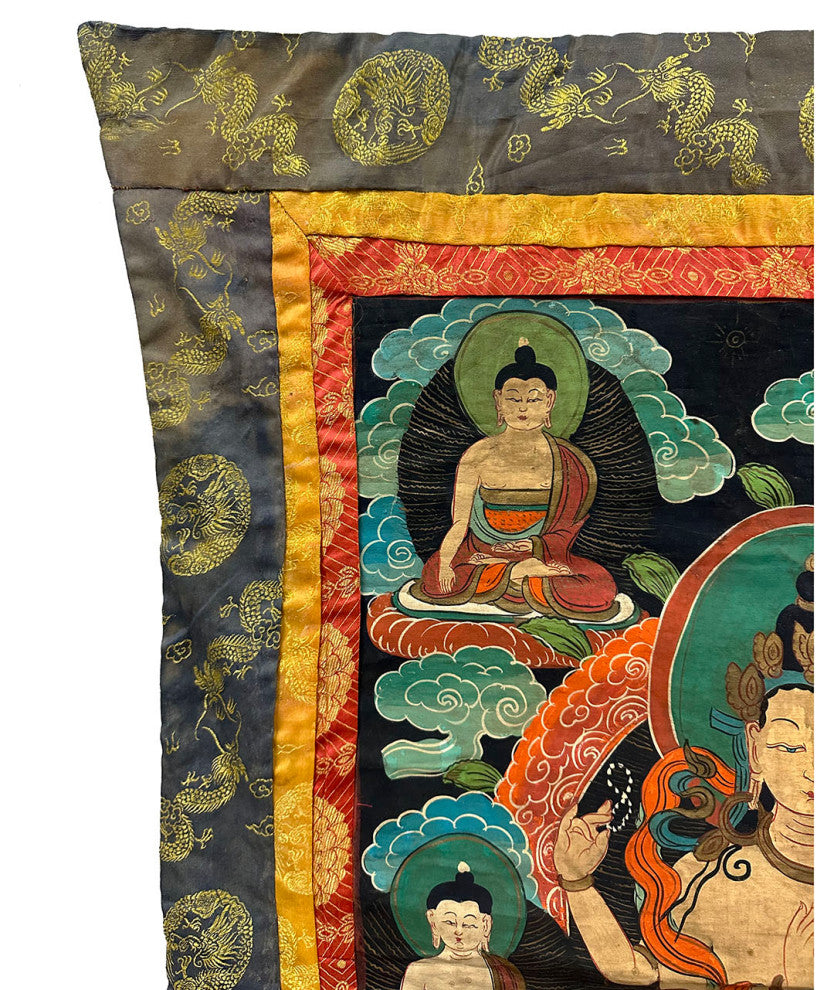 Consigned 19th Century Antique Tibetan Hand Painted Buddhist Thangka