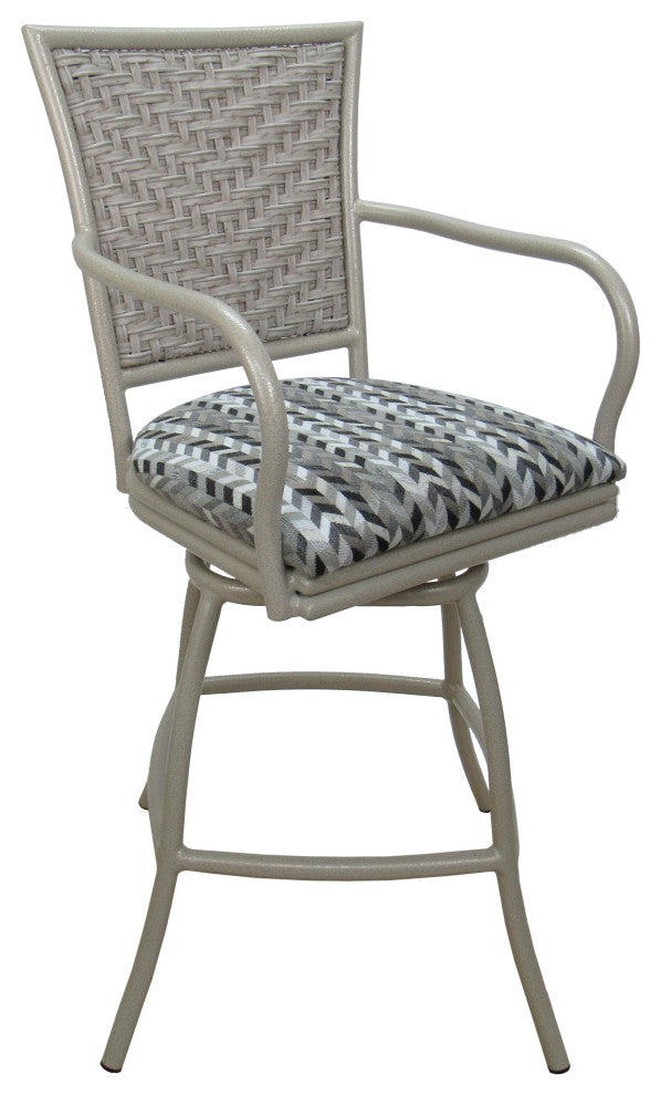 Outdoor/Indoor Swivel Bar Stool, Erin on Beige Frame, Set of 3, Simi Soft Gray, 26"