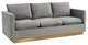 Leisuremod Nervo Modern Mid-Century Upholstered Velvet Sofa With Gold Frame