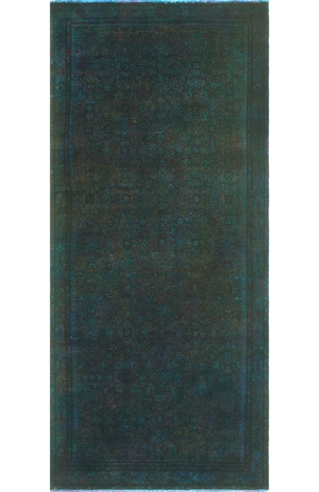 Vintage Distressed Rylie Blue/Green Runner, 4'6x10'1